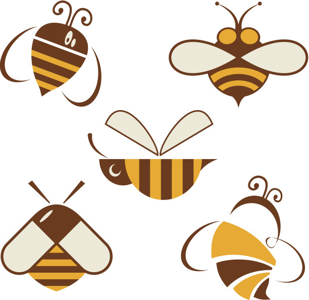 向量符号蜜蜂的集合图片下载