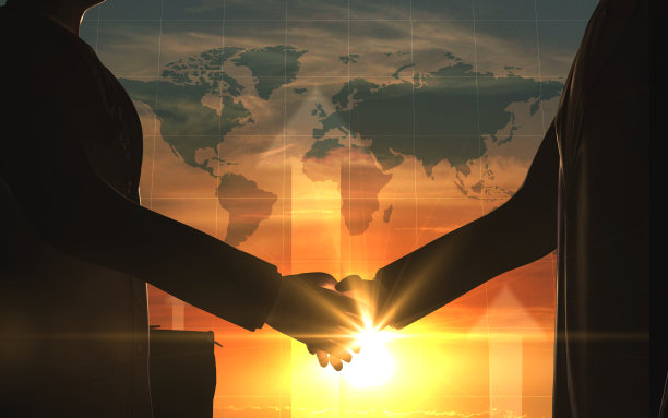 世界商界握手剪影图片下载