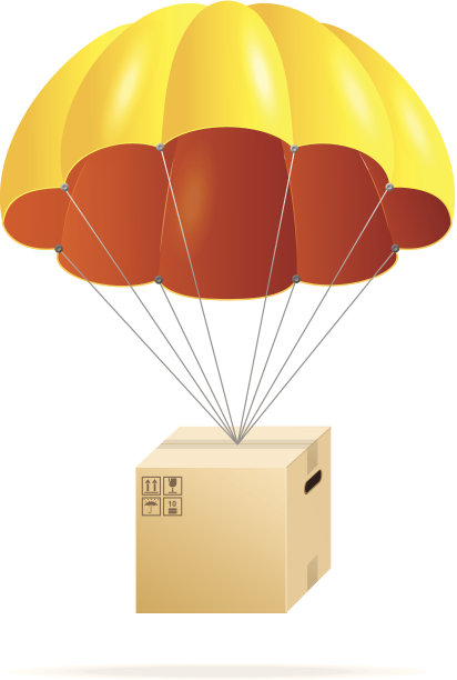 黄色降落伞，白色纸盒图片下载