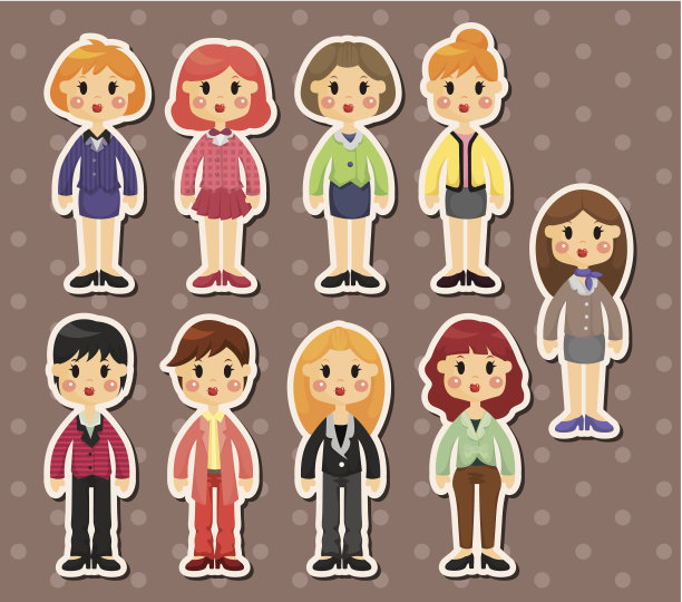 办公室女人贴纸图片下载