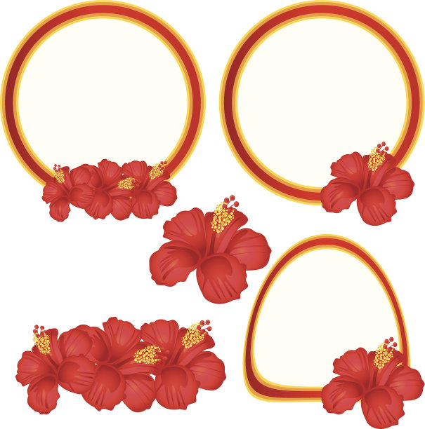 芙蓉花标签集。图片下载