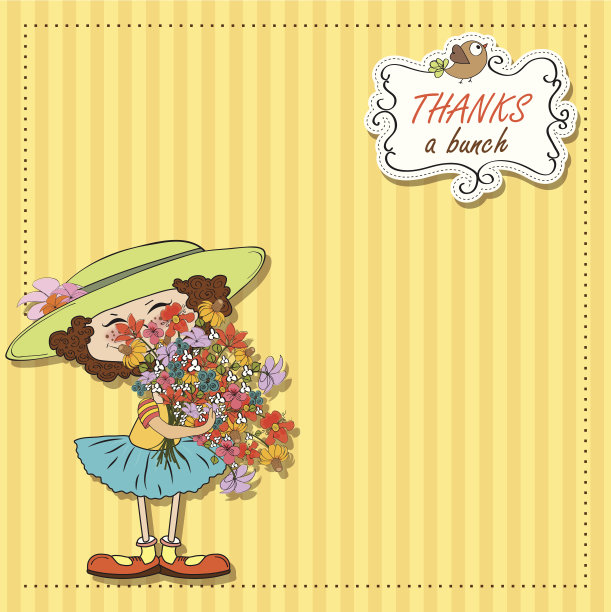 拿着一束花的有趣女孩图片下载