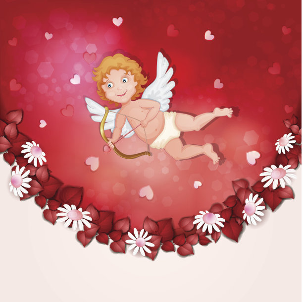 带丘比特的情人节卡片。图片下载