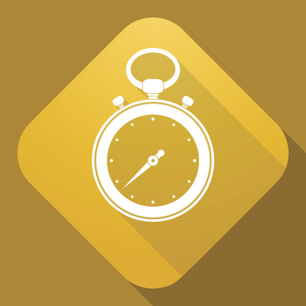 带有长影子的秒表矢量图标图片下载