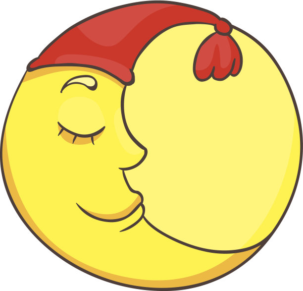 沉睡的月亮在白色的背景，矢量插图图片下载