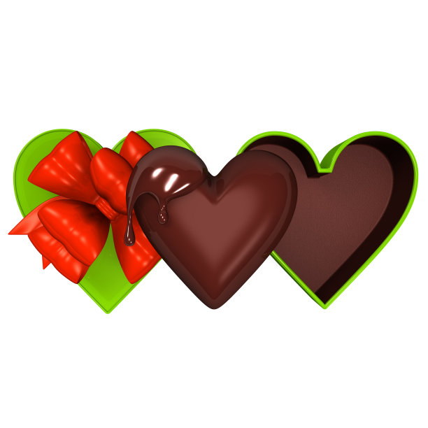 心形礼盒与巧克力俯视图图片下载