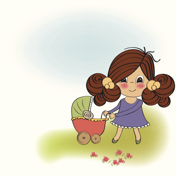年轻女士和婴儿车图片下载