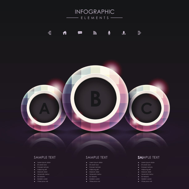 抽象三维圆形金属信息图图片下载