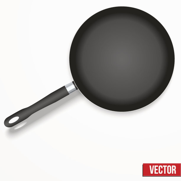 煎锅孤立的白色背景。向量图片下载