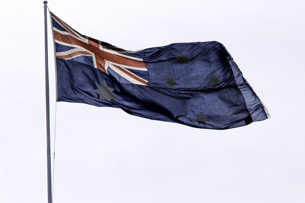 悬挂澳大利亚国旗的特写镜头图片下载