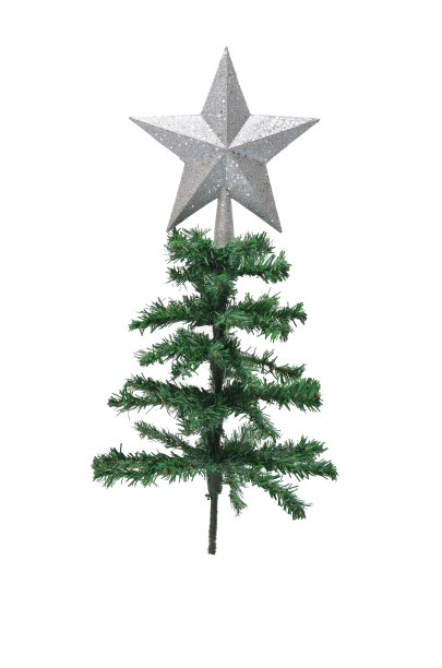 圣诞树顶上的银星图片下载