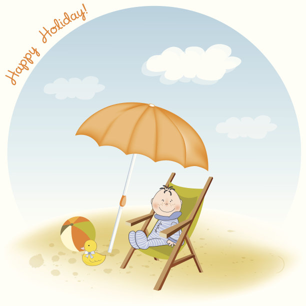 小男孩坐在海滩上图片下载