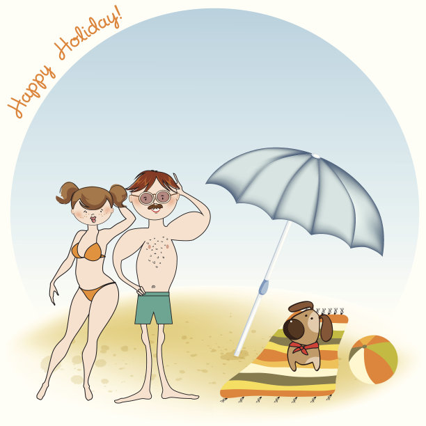 海滩上一对快乐的情侣图片下载