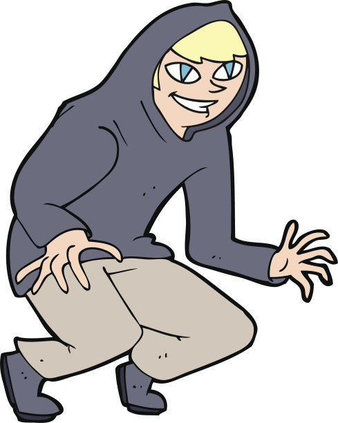 卡通淘气的男孩在兜帽顶部图片下载