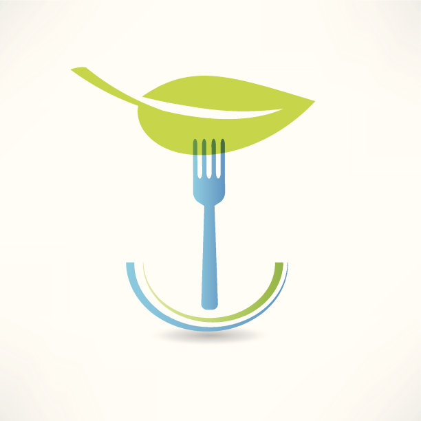 绿色的叶子和蓝色的叉图标图片下载