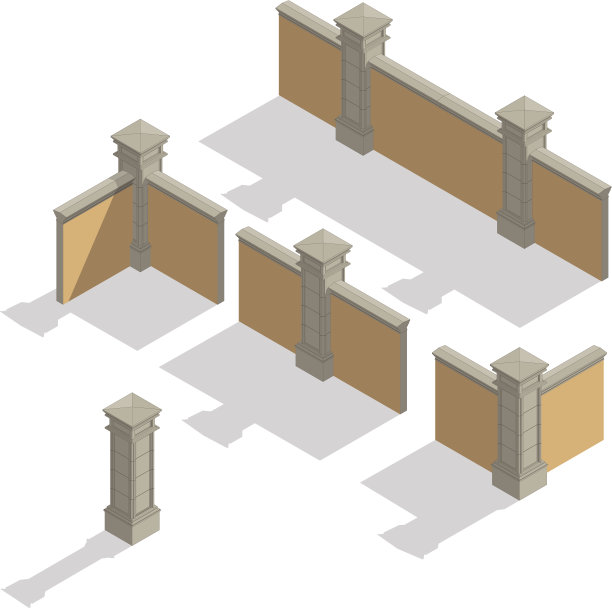矢量等距围栏，施工工具图片下载