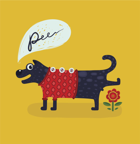 可爱的公狗撒尿插图图片下载