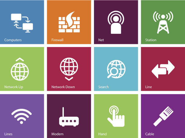 彩色背景上的网络图标。图片下载