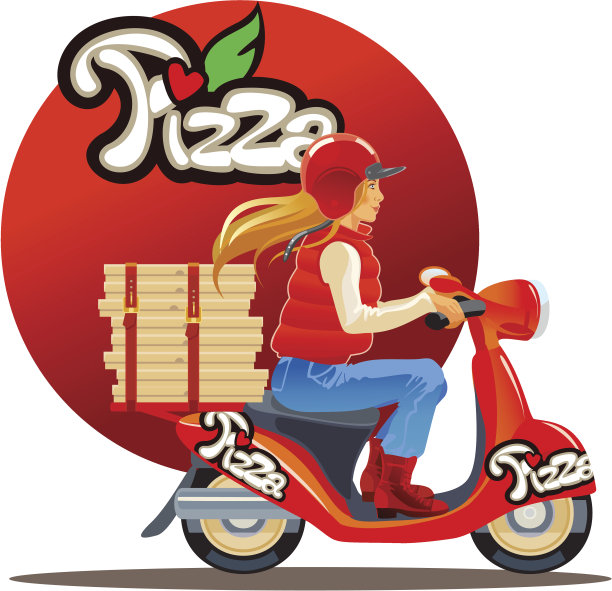 送披萨的金发女孩，红头发的图片下载