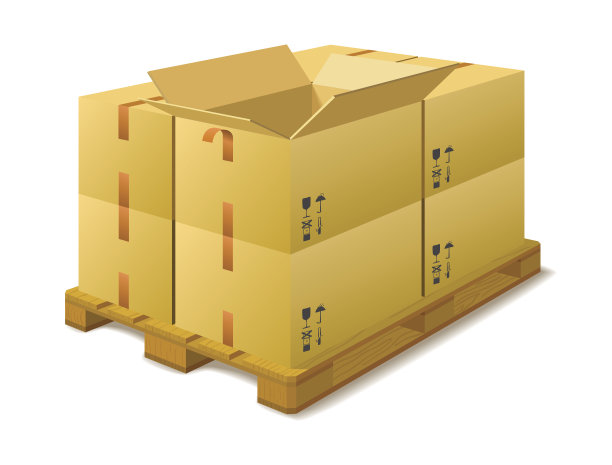 纸板箱在库存托盘上。图片下载