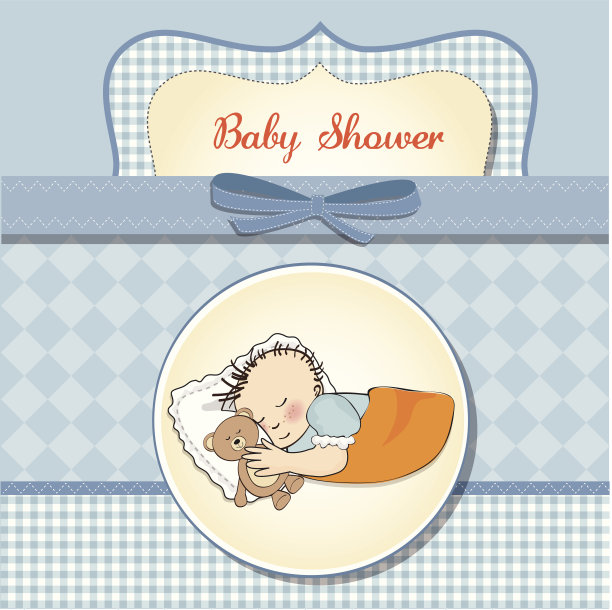 婴儿送礼卡和小男孩图片下载