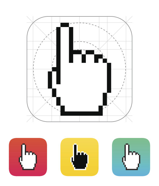 一根手指。像素手光标图标。图片下载