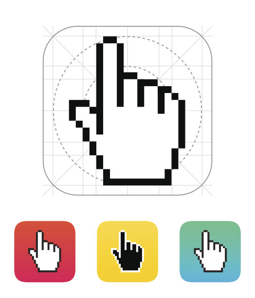 像素手光标图标。图片下载