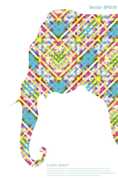 孤立的大象五颜六色的抽象图片下载