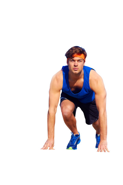 英俊的跑步者在起跑线上图片下载
