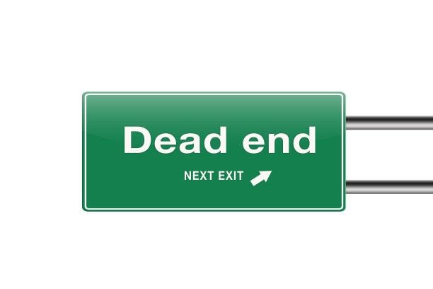 高速出口标志指向死胡同方向。图片下载