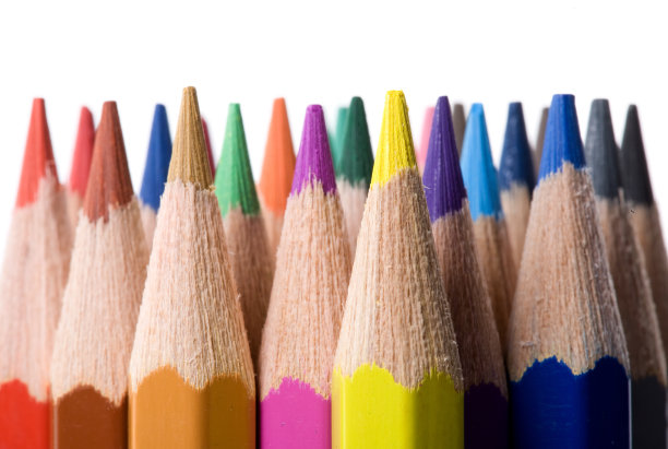 一束彩色铅笔特写图片下载