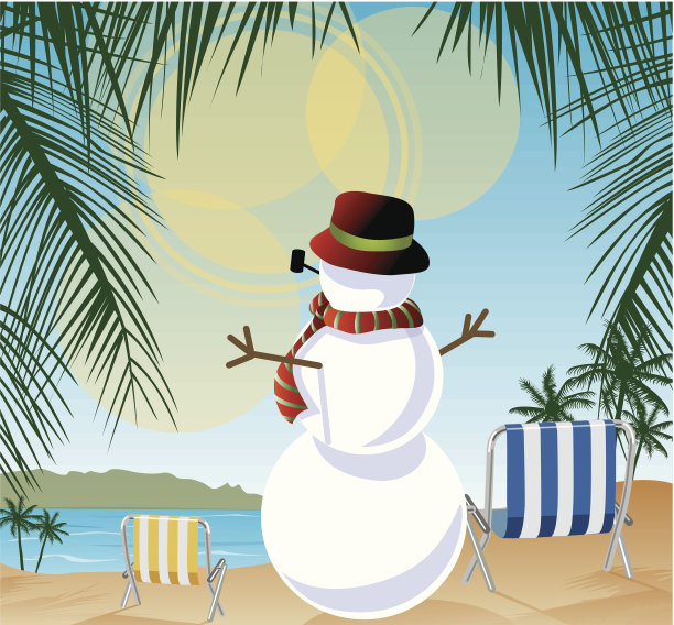 雪人在海滩素材图片