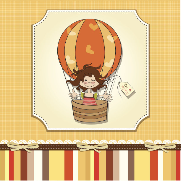 快乐的女孩飞着气球图片下载