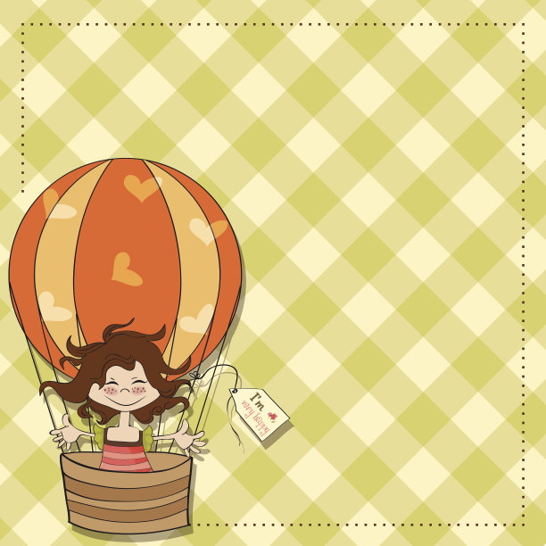 快乐的女孩飞着气球图片下载