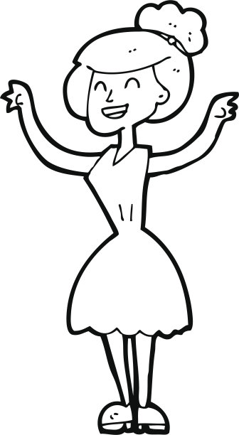 举起手臂的卡通女人图片下载