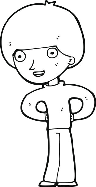 卡通快乐男孩，双手叉腰图片下载