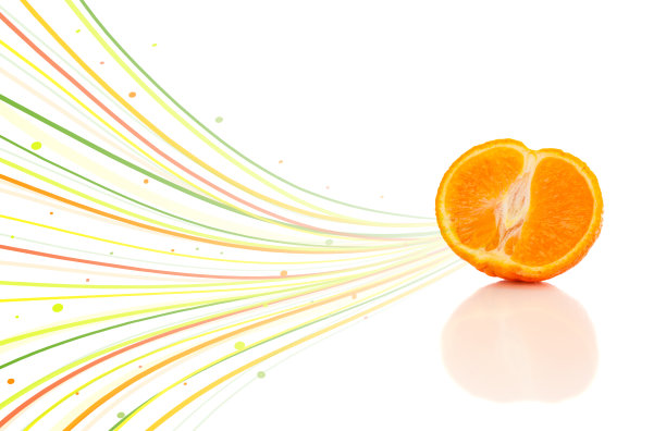 健康的热带水果与彩色抽象线条图片下载