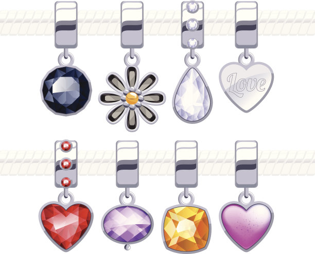 适合项链或手镯的各式金属饰物吊坠。图片下载