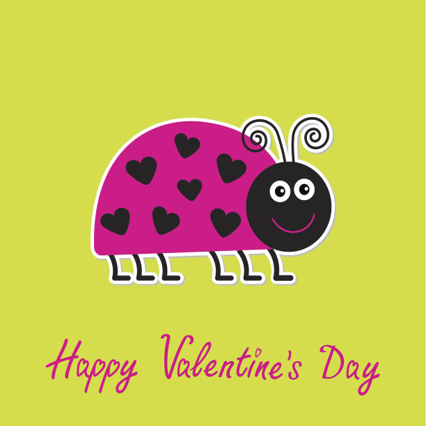 可爱的卡通粉色小瓢虫心形点图片下载