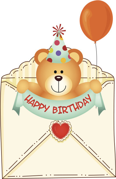 生日快乐信封里的泰迪熊图片下载