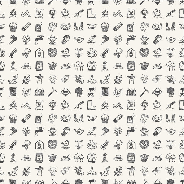 无缝涂鸦的园艺图案图标图片下载