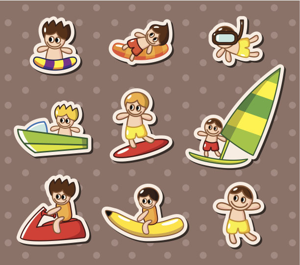 水上运动贴纸图片下载