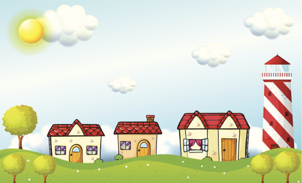 有塔的村庄图片下载