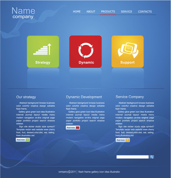 蓝色矢量商业网站图片下载