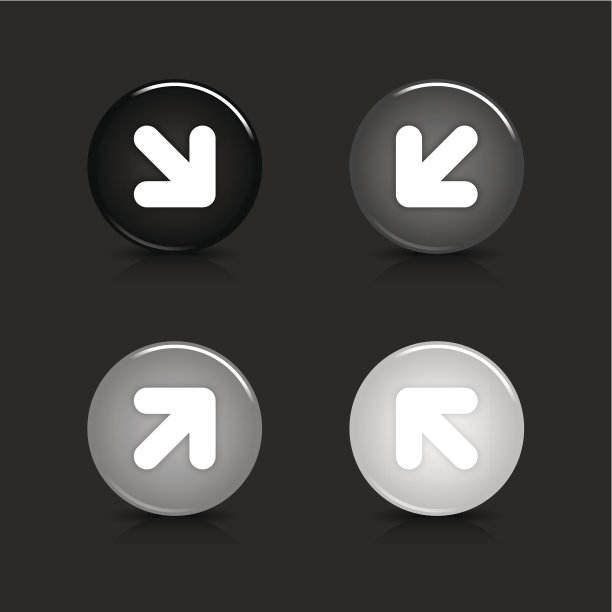 箭头标志圆形图标光泽灰色黑色网页互联网按钮图片下载