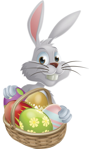 彩蛋篮子白色复活节兔子图片下载