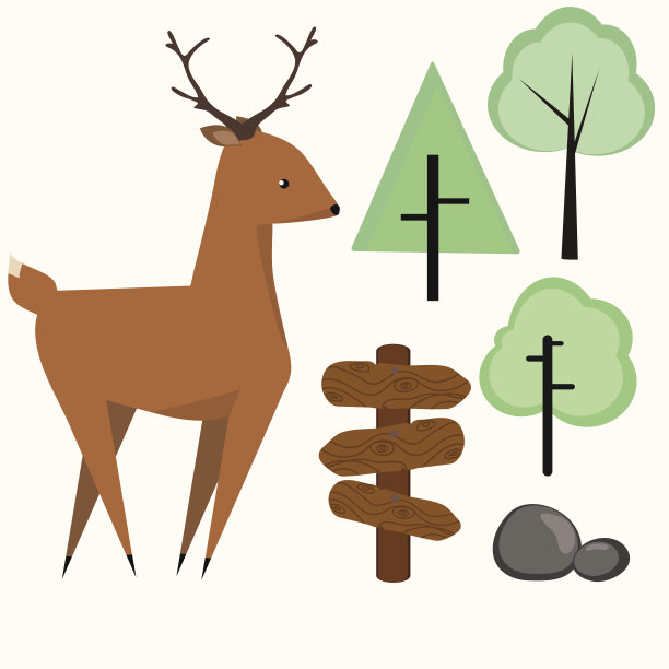 可爱的小鹿和小森林集图片下载