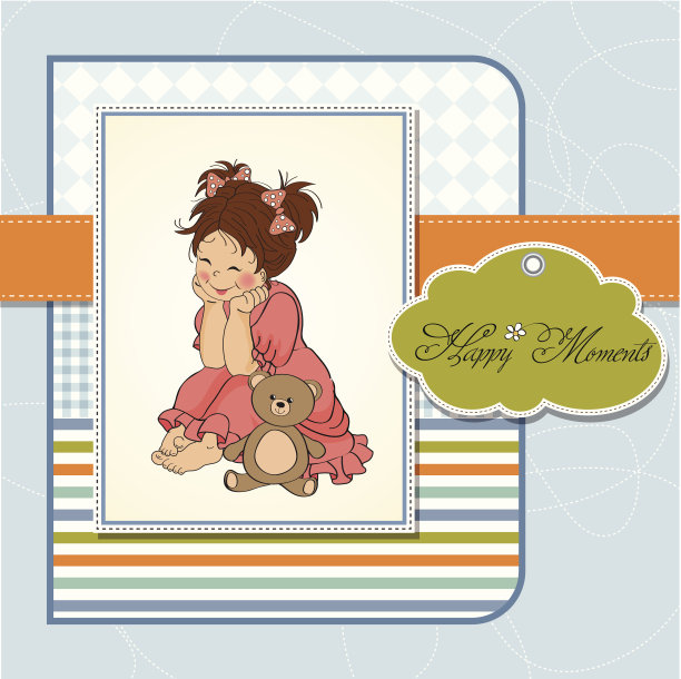 小女孩玩她的玩具熊图片下载