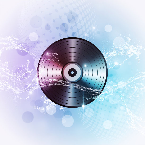 多色黑胶音乐背景图片下载