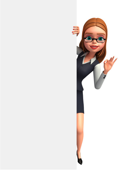 年轻的女商人，拿着大大的白色招牌图片下载